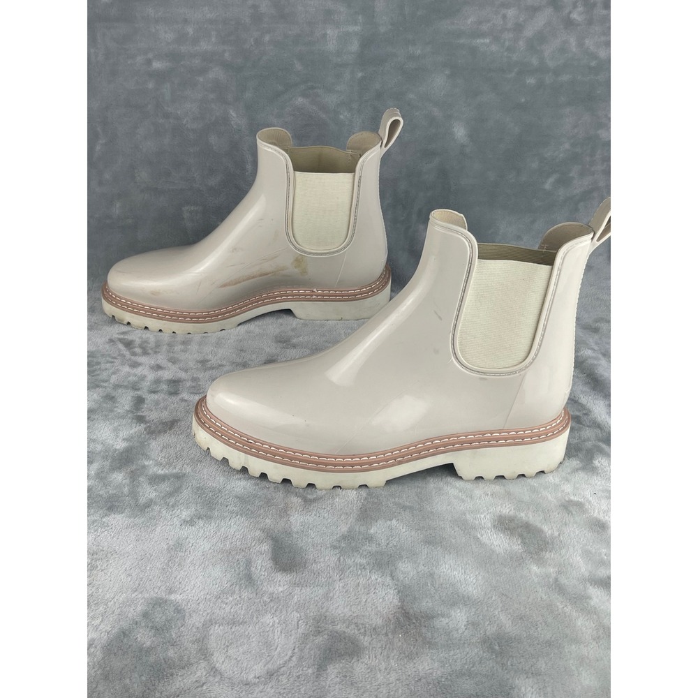 Dolce Vita Rain Boots Women 11 Cream Good Glossy Lug Sole Chelsea Waterproof - Picture 4 of 8
